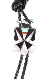 Hopi Multistone Inlaid Thunder Bird Bolo Tie