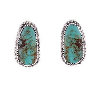Navajo J. Begay Royston Turquoise Stud Earrings