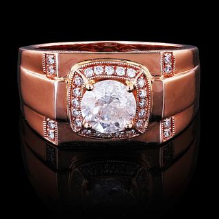 1.28ct CENTER Diamond 14K Rose Gold Ring (1.65ctw