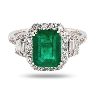 2.18ct Emerald and 0.60ctw Diamond 18K White Gold