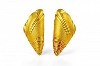 A Pair of Henry Dunay Gold Earrings