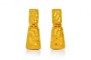 A Pair of Ilias Lalaounis Gold Earrings