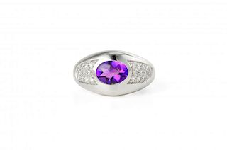 A Mauboussin Gold, Amethyst and Diamond Ring