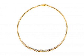 A Yellow Gold and Diamond Riviera Necklace