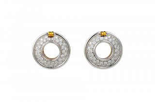 A Pair of Tiffany & Co. by Paloma Picasso Platinum, Gold and Diamond Earrings