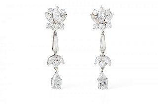 A Pair of Platinum and Diamond Pendant Earrings