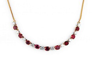 A Gold, Diamond and Ruby Necklace