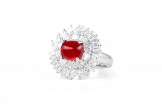 A Platinum, Ruby and Diamond Ring