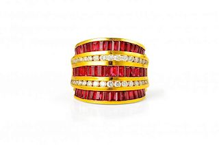 A Krypell Gold, Ruby and Diamond Ring