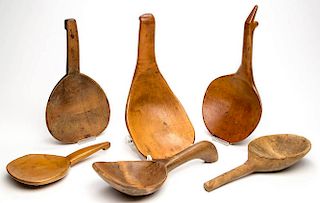 ASSORTED CARVED TREEN DOMESTIC ARTICLES, LOT OF SIX