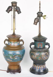 Bronze Japanese Cloissone Lamps  (Antique)