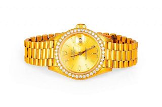 A Rolex Oyster Perpetual Datejust Lady's Gold Watch