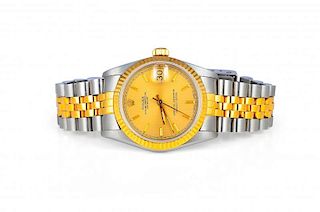 A Rolex Two-Tone Midsize Oyster Perpetual Datejust Lady's Watch