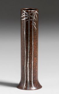 Heintz #3736 Sterling on Bronze Bamboo Overlay Vase c1915