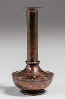 Roycroft Hammered Copper 12"h American Beauty Vase c1920s