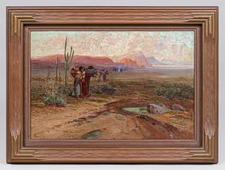 Arthur Best (1859-1935) Painting "The Pool Navajos" c1905-1910
