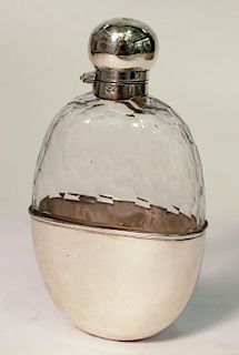 Victorian Sterling & Glass Spirits Flask