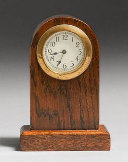 Small Arts & Crafts Oak Mantle Clock c1910