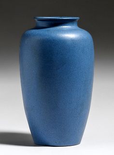 California Faience Matte Blue Vase c1915-1920