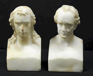 Pair of Vienna Marble Busts of Schiller & Goethe