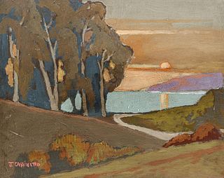 Jack Cassinetto (1944-2018) California Painting "Sunrise over the East Bay" 2016