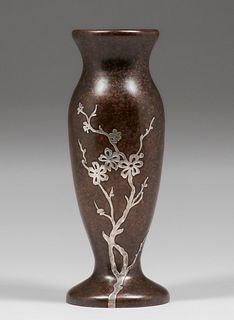 Heintz #1016 Sterling on Bronze Floral Overlay Vase c1915