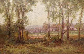 Raymond Dabb Yelland Early Impressionist Painting "At Arkville, New York" 1895