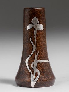 Heintz Sterling on Bronze #3595 Floral Overlay Vase c1915