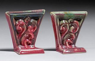 Unusual Pair Fulper Pottery Bookends c1920
