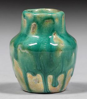 Pewabic Pottery Green Drip Cabinet Vase c1920s