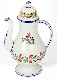 ENGLISH STAFFORDSHIRE POTTERY CREAMWARE COFFEE POT AND COVER