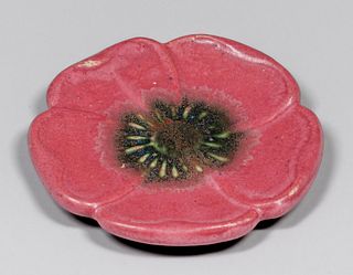 Fulper PotteryÂ Matte Pink Flower Petal Tray c1910s