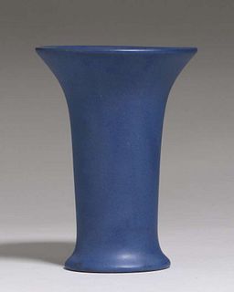 California Faience Matte Blue Flared Vase c1915-1920