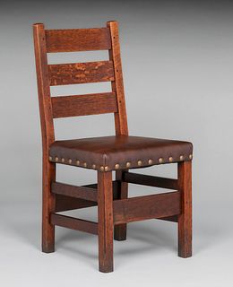 Gustav Stickley #349 1/2 Heavy Ladderback Side Chair c1912-1915