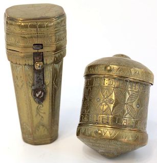 2 Dutch Antique Brass Snuff Boxes