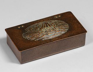 Forest Craft Guild Acid-Etched Galleon Ship Copper Box c1910