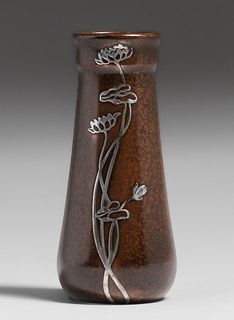 Heintz #3633 Sterling on Bronze Floral Vase c1915