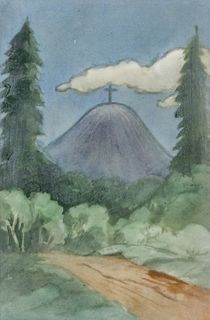 J.N. Wilson Hand-Painted Scenic Tile c1920s