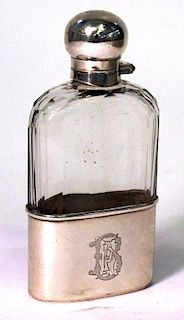 Victorian Sterling & Glass Spirits Flask