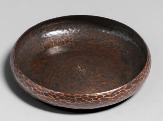 Roycroft Hammered Copper Low Bowl c1915