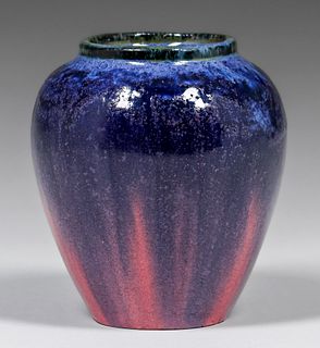 Fulper Pottery Chinese Blue & Pink Flambe Jar c1910s