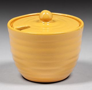 Bauer Chinese Yellow Ringware Mustard or Jam Jar c1930s