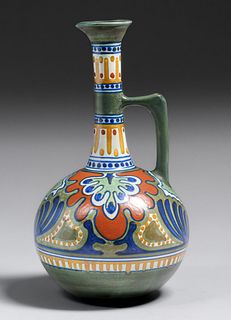 Tall Gouda Pottery One-Handled Pitcher c1920s