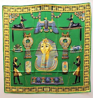 Herm-s Vintage Green "Tutankhamun" Scarf