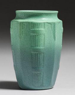 Rumrill Pottery #446 Matte Green Art Deco Vase c1920s