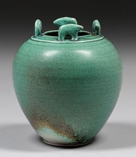 Comtemporary Green Bears Vase c1980s