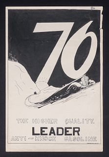 Haig Patigian 76 Gasoline Advertisement Watercolor Drawing 1933