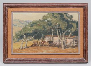 Harold Mark Sichel California Hills Monterey Cypress Painting c1920s