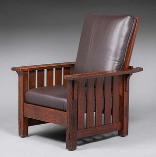 L&JG Stickley #498 Slatted Morris Chair c1905