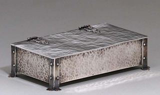 Extremely Rare August Tiesselinck Hammered Copper Silver-Plated Box 1921